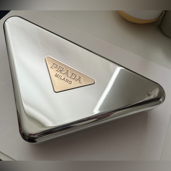 Prada Mirrored Triangular Lipstick Case with lipsticks set